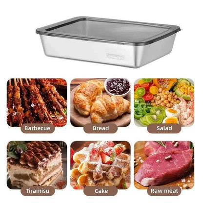 4Pcs Stainless Steel Food Containers with Black Lids, Kitchens Accessories, Holds Knives, Stackable Kitchen Storage