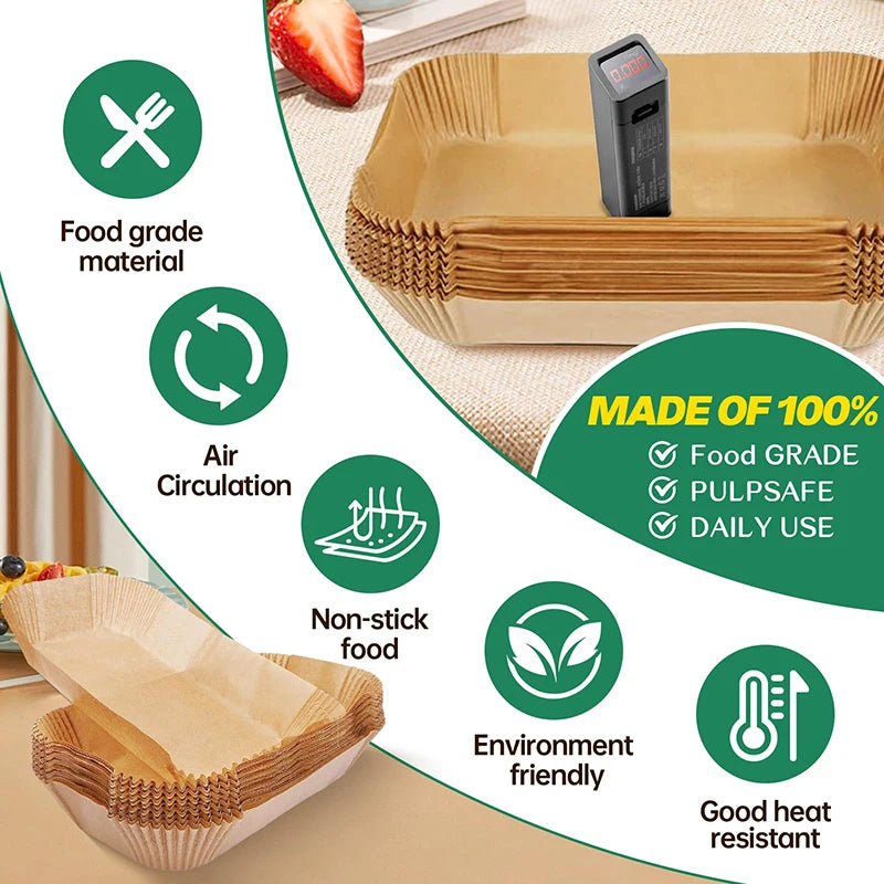 Large Rectangle Air Fryer Disposable Paper Liner — 31 cm