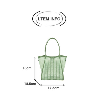 FOXER Light Green Women's Tote Bag, Fashion Waterproof TPU Handbag for Summer Travel & Commute, Lightweight Lady's Shoulder Bag