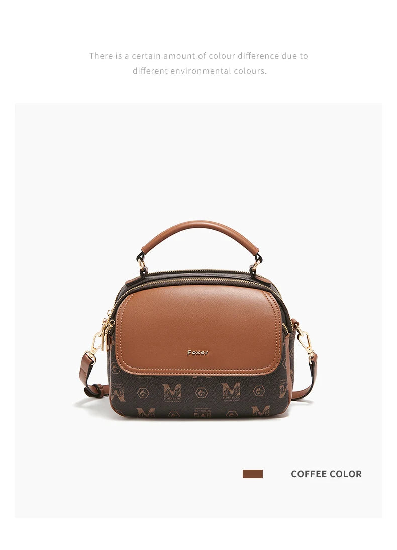 FOXER Lady's Shoulder Bag PVC Leather Casual Handbag Vintage Female Crossbody Bag Fashion Commute Boston Bag