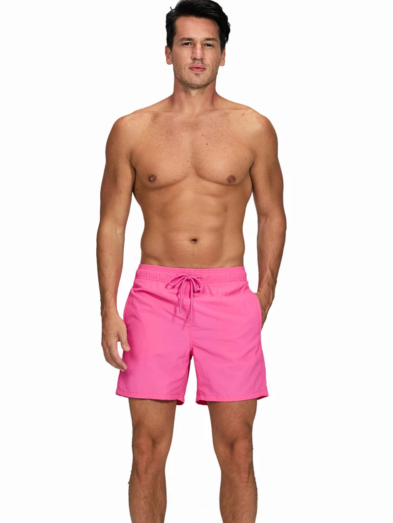 Men's blue surfboard shorts by ShopHub NZ with breathable mesh liner, nylon fabric, designed for sports and swimming.