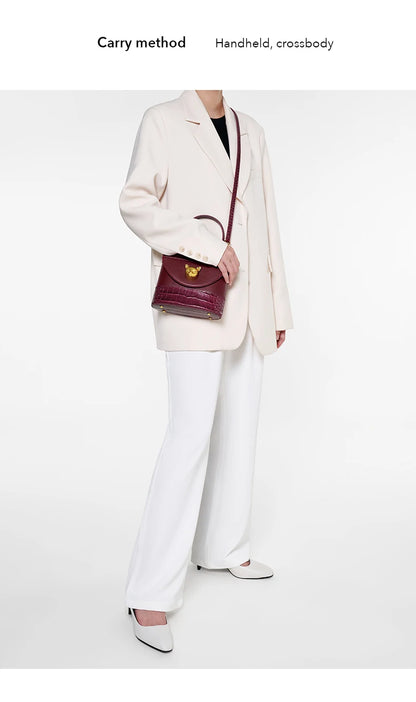 BAFELLI Crocodile-Grain Leather Bucket Bag