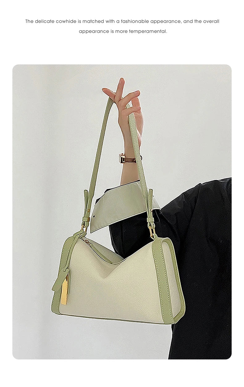 Women's Cowhide Leather Shoulder Bag Vintage Soft Messenger Handbag Fashion Crossbody Bags Female Underarm Bag DF900083S