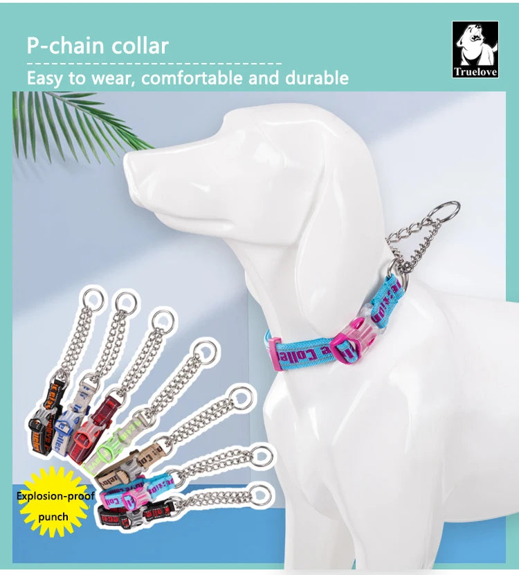 Truelove Dog Collar P-Chain Outdoor Nylon High Quality Stainless Steel Chain