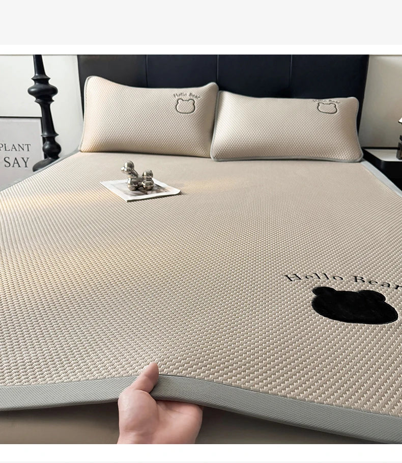 Cooling rattan mattress pad set from ShopHub NZ, designed for summer comfort, featuring a breathable and stylish bed mat.