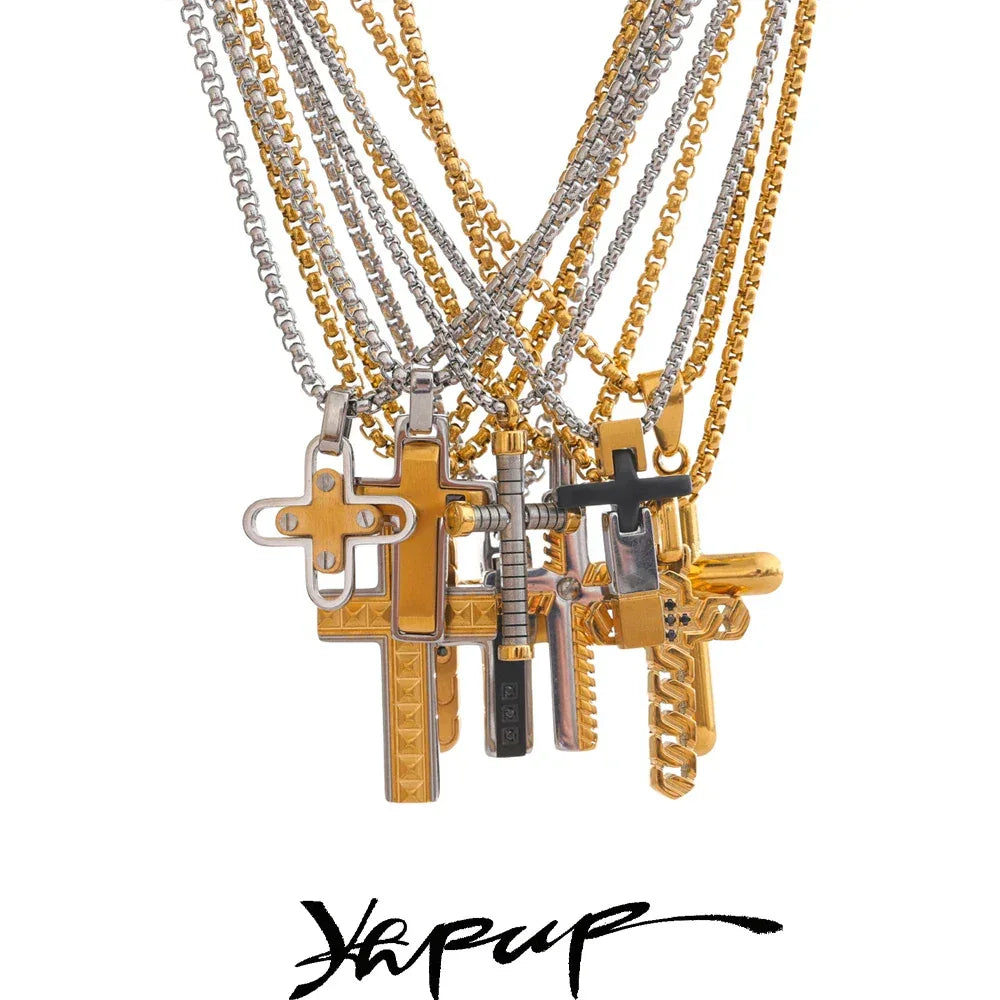 Stainless Steel Creative Cross Pendant Necklace - ShopHub