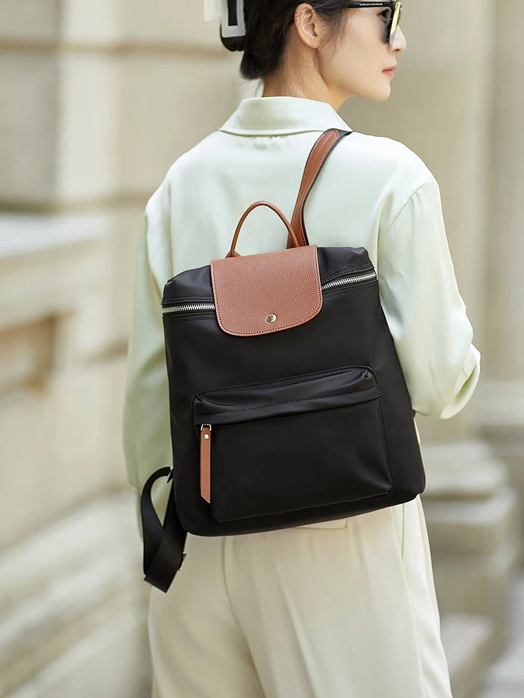 ZOOLER Oxford & Leather Patchwork Backpack