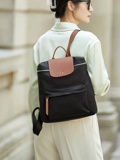 ZOOLER Oxford & Leather Patchwork Backpack