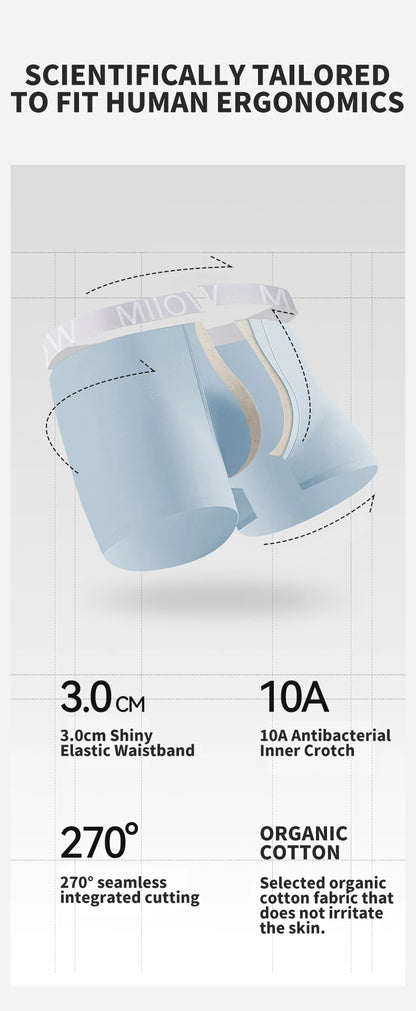 MiiOW Men's Cotton Underwear - 3Pcs Antibacterial Boxers