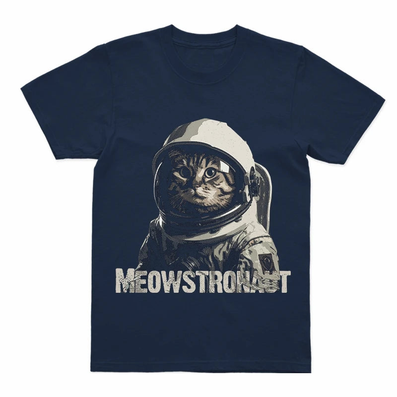 COOLMIND U0012 Astronaut Cat Graphic Cotton Tee