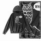 Vintage Owl Graphic Acid-Washed Black Hoodie