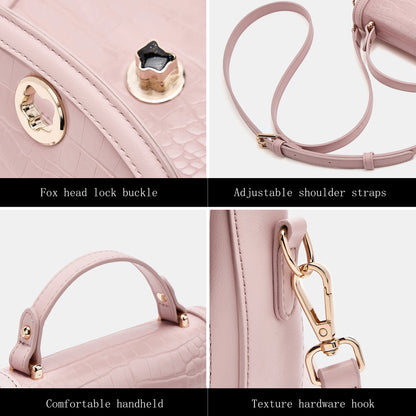 FOXER Chic Luxury Shoulder Bag for Women PU Leather Pink Top‑handle Handbag Fashion Ladies Crossbody Purse for Daily Dating