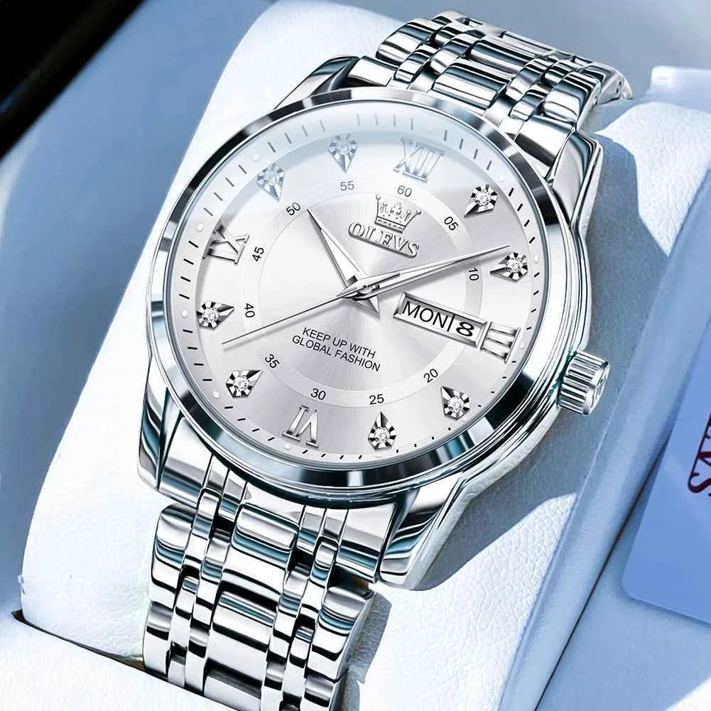 OLEVS 5513X Watch - Original Quartz Waterproof Luminous Watch with Zircon Scale, Perfect Gift for Men & Women in a Beautiful Box