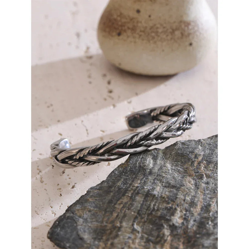 65mm Vintage Stainless Steel Cuff Bracelet - ShopHub