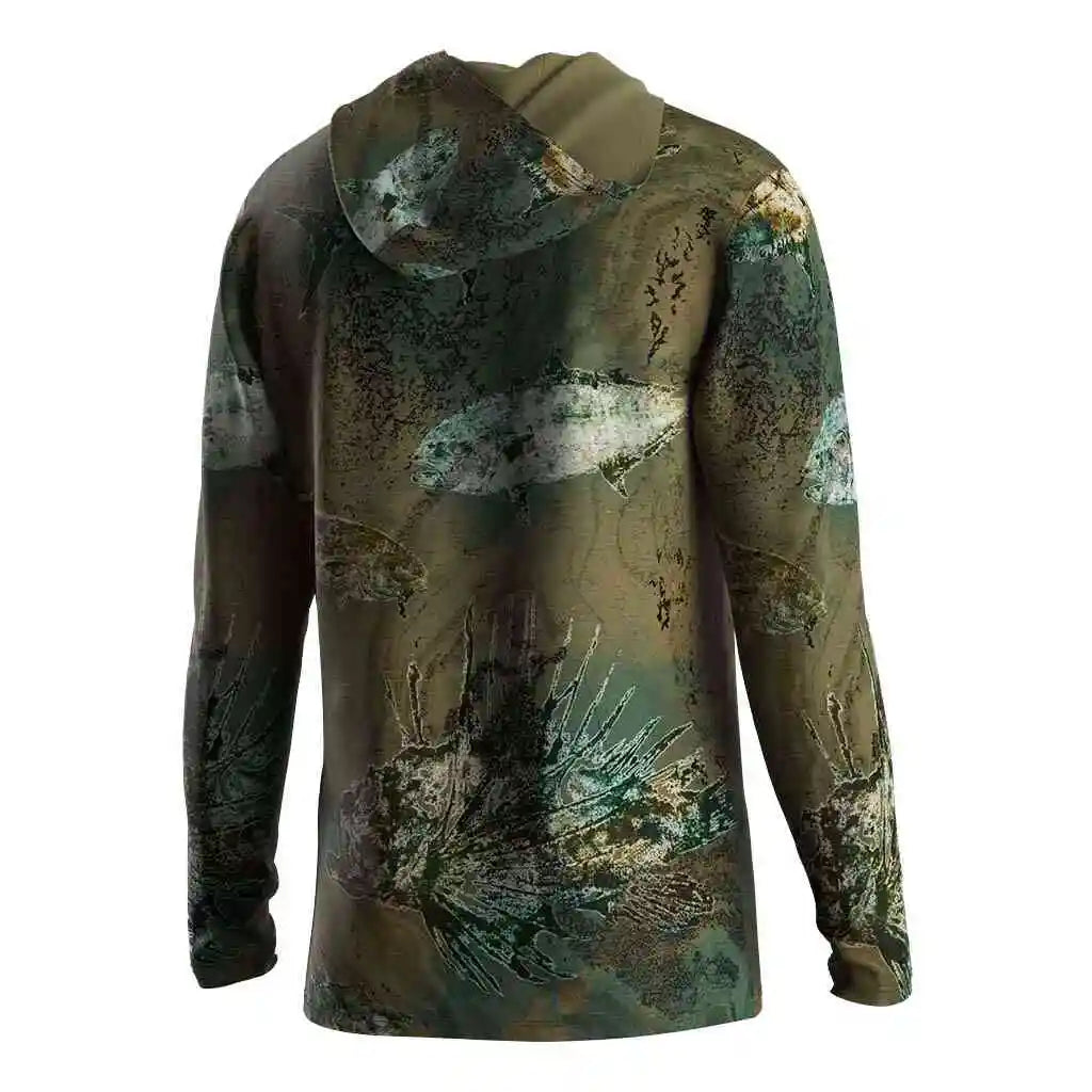 Mens Fishing Hoodie UV Protection Performance Lightweight Outdoor Stone Fish 3D Print Streetwear