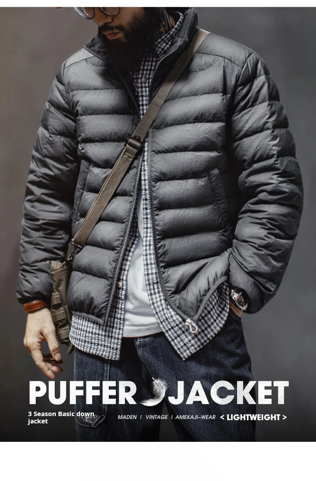 Maden Winter Men's Stand-up Collar Down Jacket