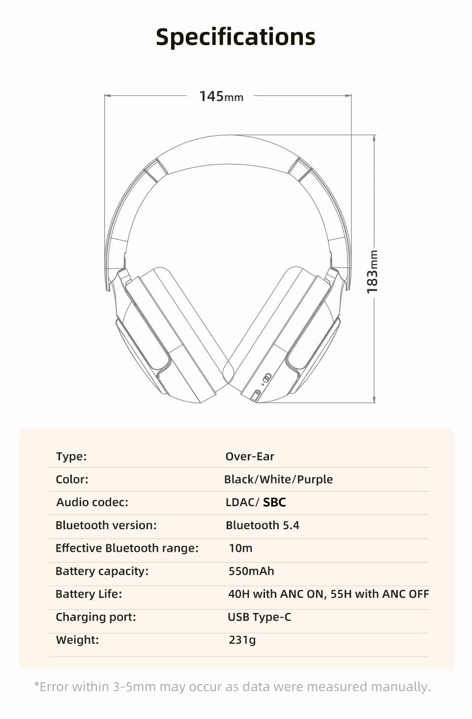 QCY H3 PRO Wireless Headphones with Adaptive ANC, 50dB Noise Cancellation, Hi-Res LDAC Audio, and Bluetooth 5.4 Dual Connection - ShopHub