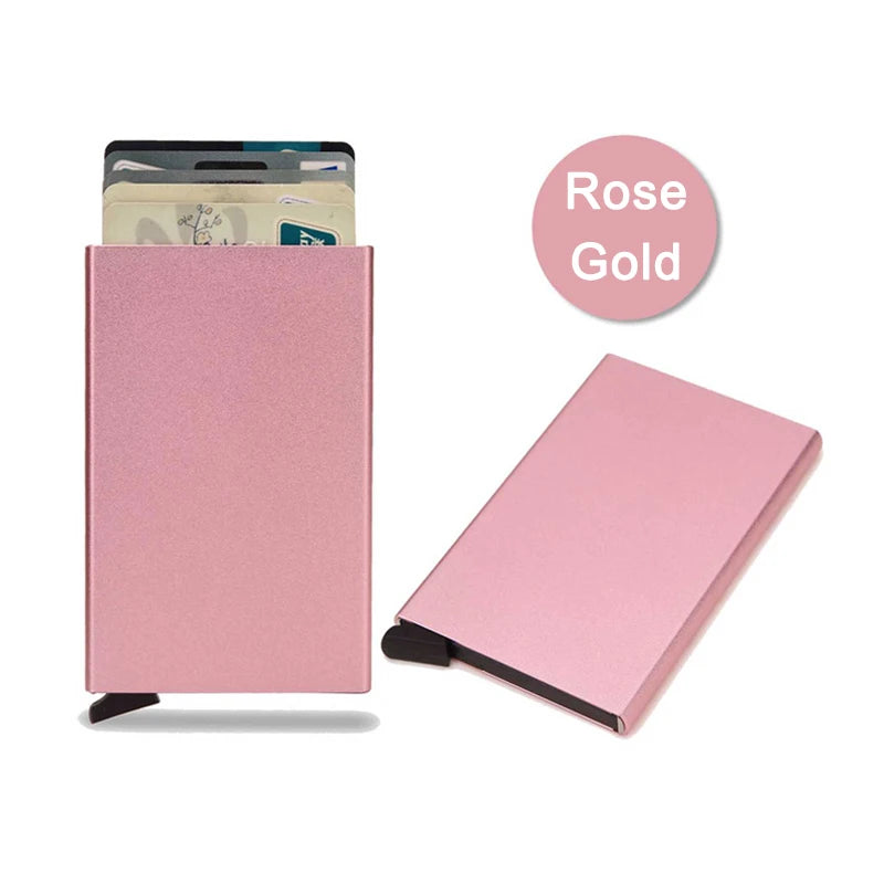 Rfid Card Holder Smart Wallet Cardholder Metal Thin Slim Men Women Wallets Pop Up Minimalist Small Black Mini Case Vallet Walets