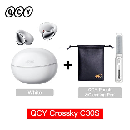 QCY Crossky C30S Wireless Earphones - Hi-Res LDAC Open Ear Clip-On Bluetooth 6.0 Sports Headphones with 40H Battery Life