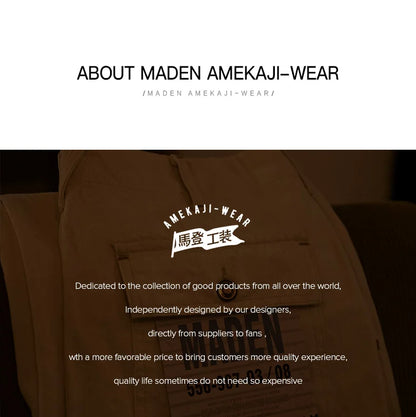 Maden Men's Vintage 11.2oz White Cottonseed Hull Jeans Casual Baggy Fit Straight Trousers for Spring and Fall Chino Cargo Pants