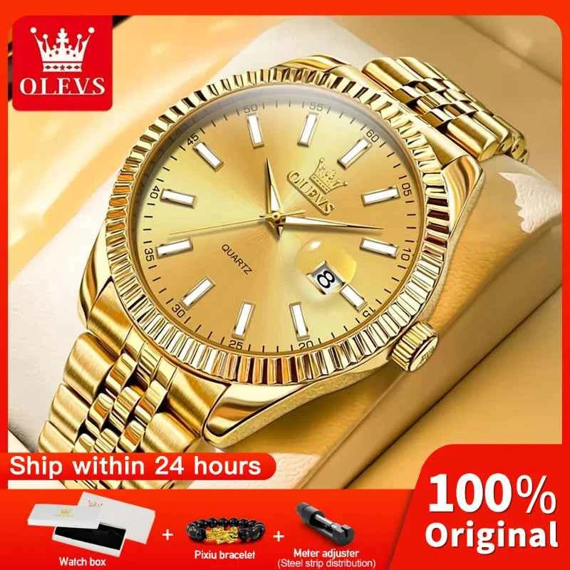 OLEVS 5593 Waterproof Watch Unisex Fashion Quartz Wristwatch with Luminous Features and Date Calendar Design