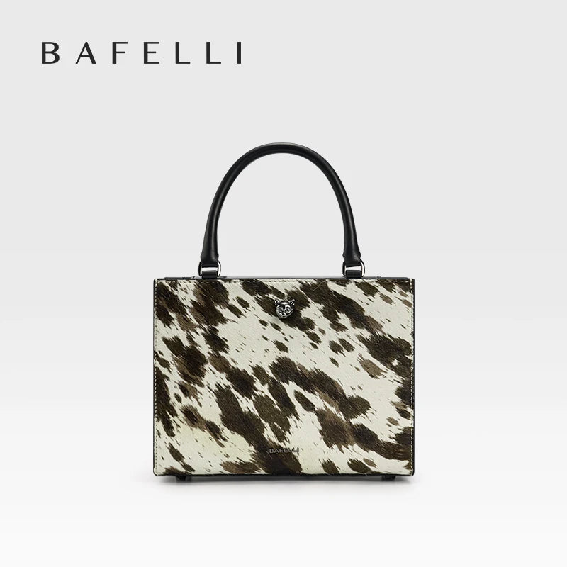 BAFELLI Real Fur & Leather Leopard Crossbody Bag
