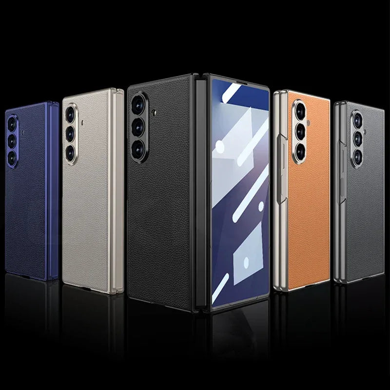 Luxury Plain PU Leather Case for Samsung Galaxy Z Fold 7 - ShopHub