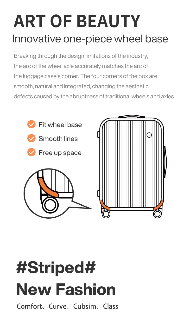 Mixi Striped Travel Luggage 16", 20", 24", and 26"