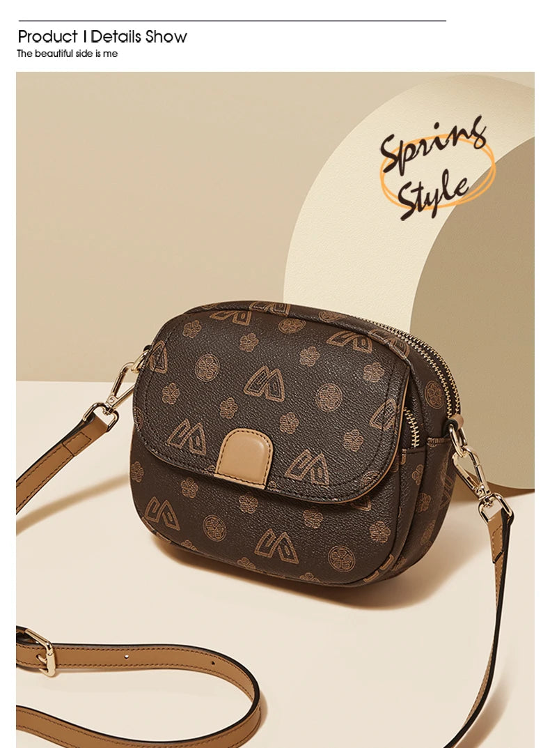 FOXER Women Small Shoulder Bag Fashion Monogram PVC Lady Crossbody Handbag with Adjustable Strap