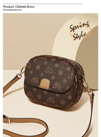 FOXER Women Small Shoulder Bag Fashion Monogram PVC Lady Crossbody Handbag with Adjustable Strap