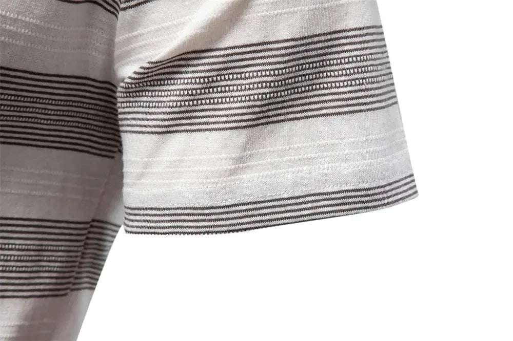 AIOPESON's Striped V Neck Cotton Polo Shirts - ShopHub