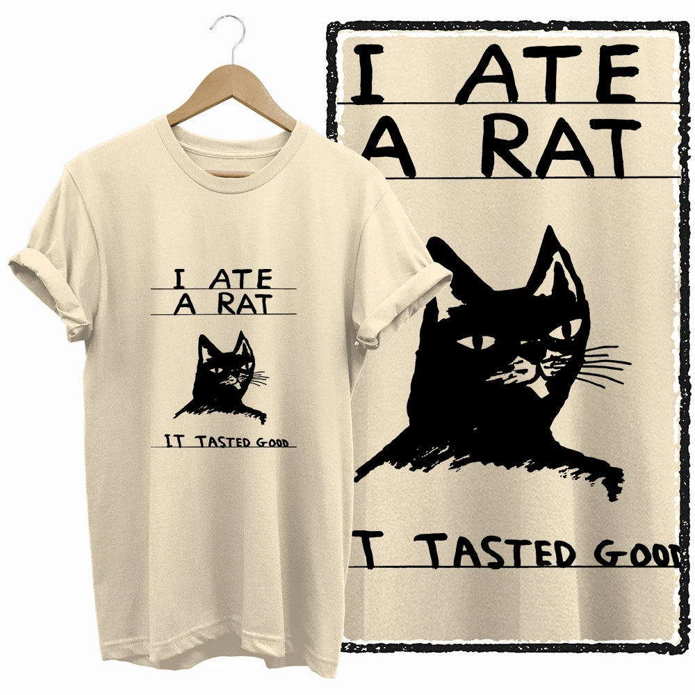 COOLMIND Beige Cat Graphic T-Shirt | Women's Relaxed Fit