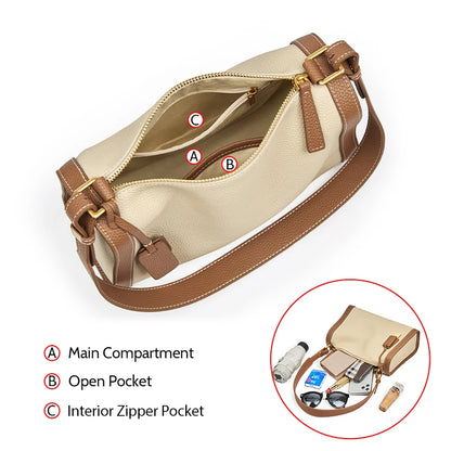 Women's Cowhide Leather Shoulder Bag Vintage Soft Messenger Handbag Fashion Crossbody Bags Female Underarm Bag DF900083S