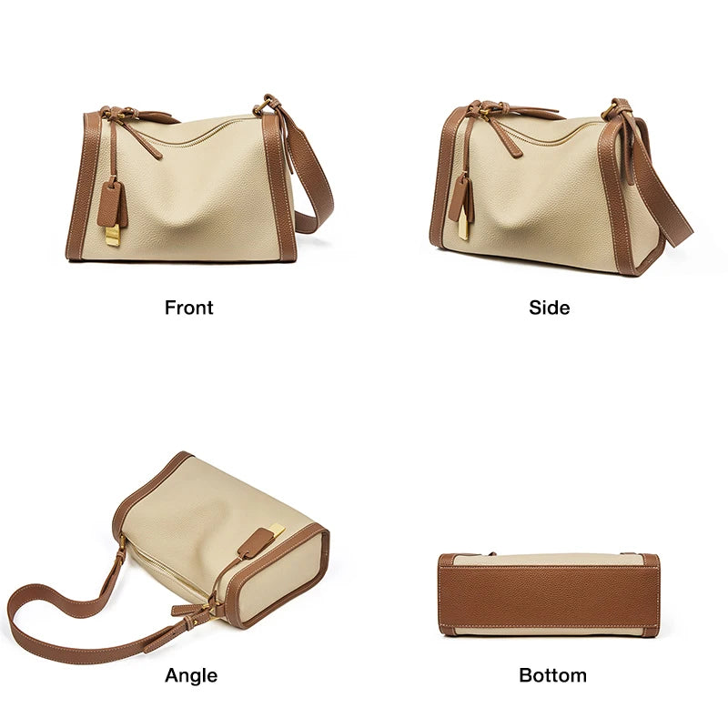 Women's Cowhide Leather Shoulder Bag Vintage Soft Messenger Handbag Fashion Crossbody Bags Female Underarm Bag DF900083S