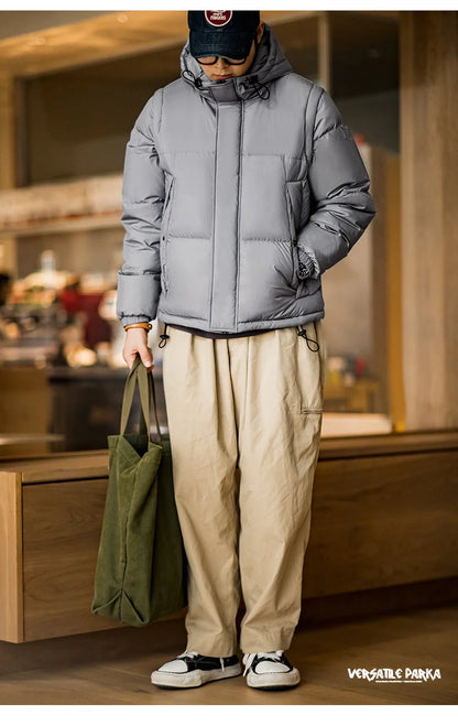 Maden Men's Winter Detachable Sleeves Down Jacket – Two Jackets in One