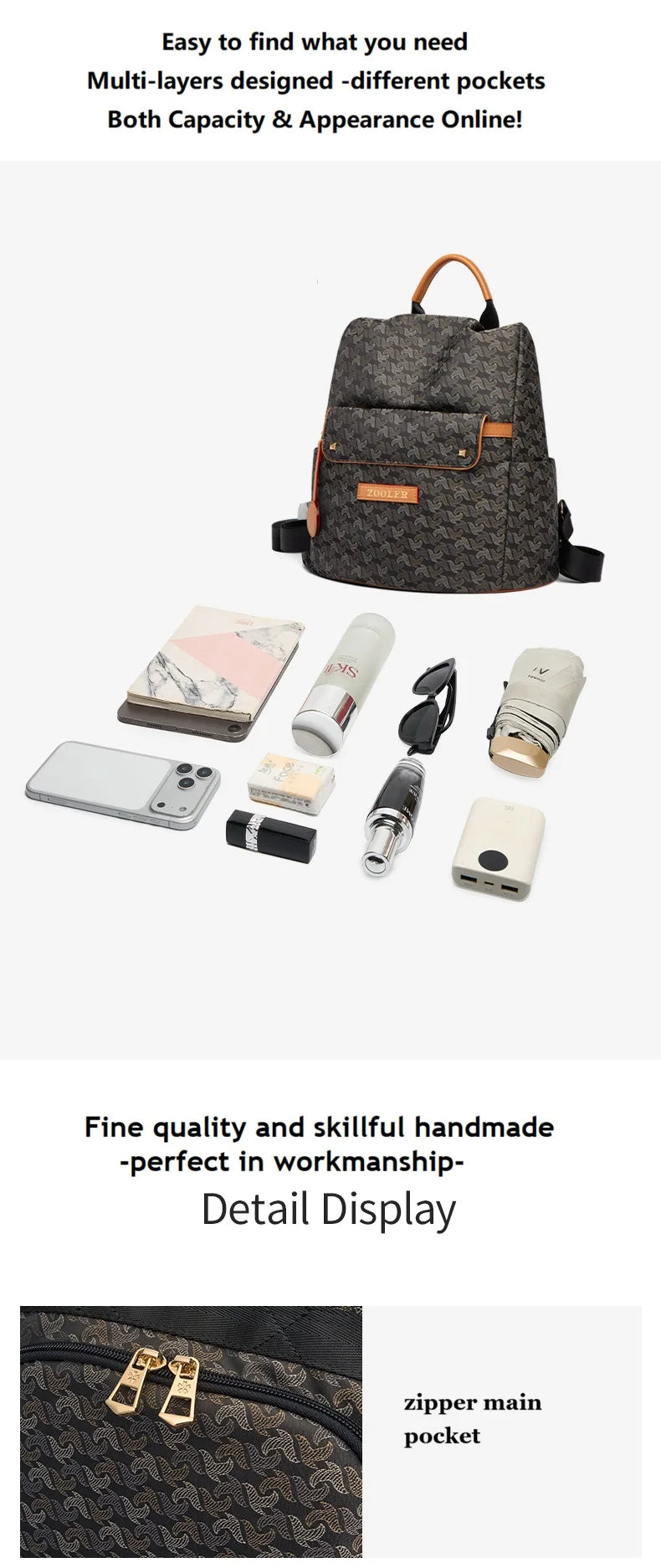 ZOOLER Nylon Embossed Backpack