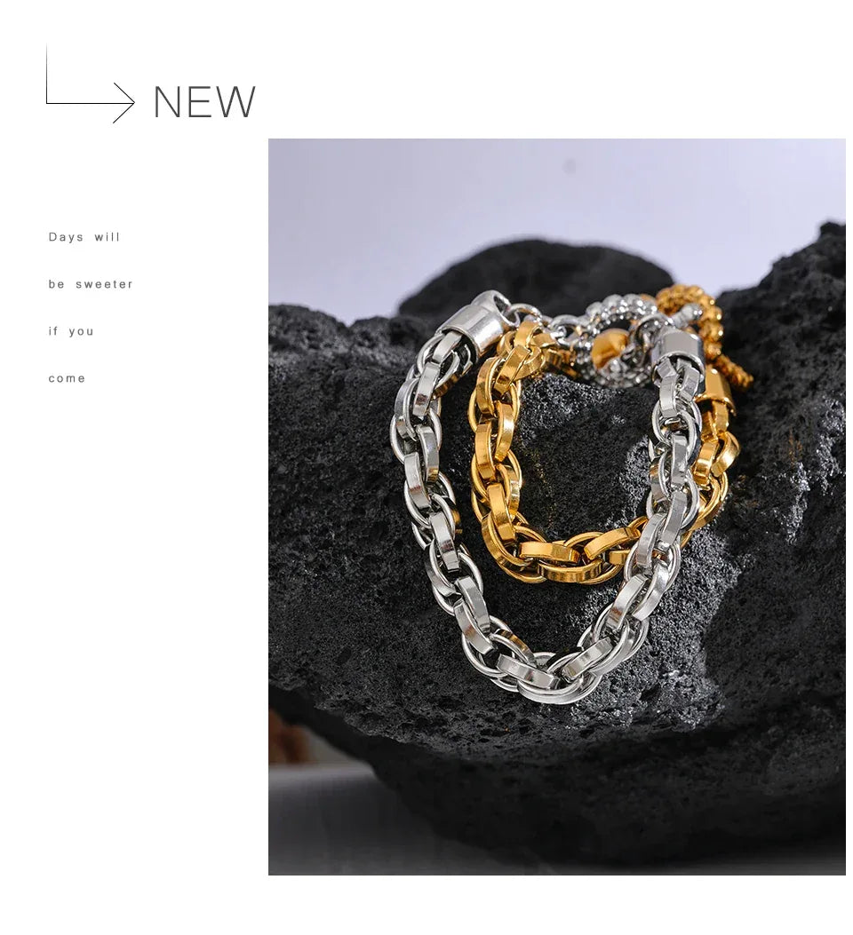 Stainless Steel Thicker Link Chain Bracelet - ShopHub