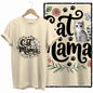 COOLMIND 100% Cotton Beige Cat Print Exclusive Graphic Women T Shirt Big Size Loose Cotton Cat Lover Women T Shirt Lovely Cat Te