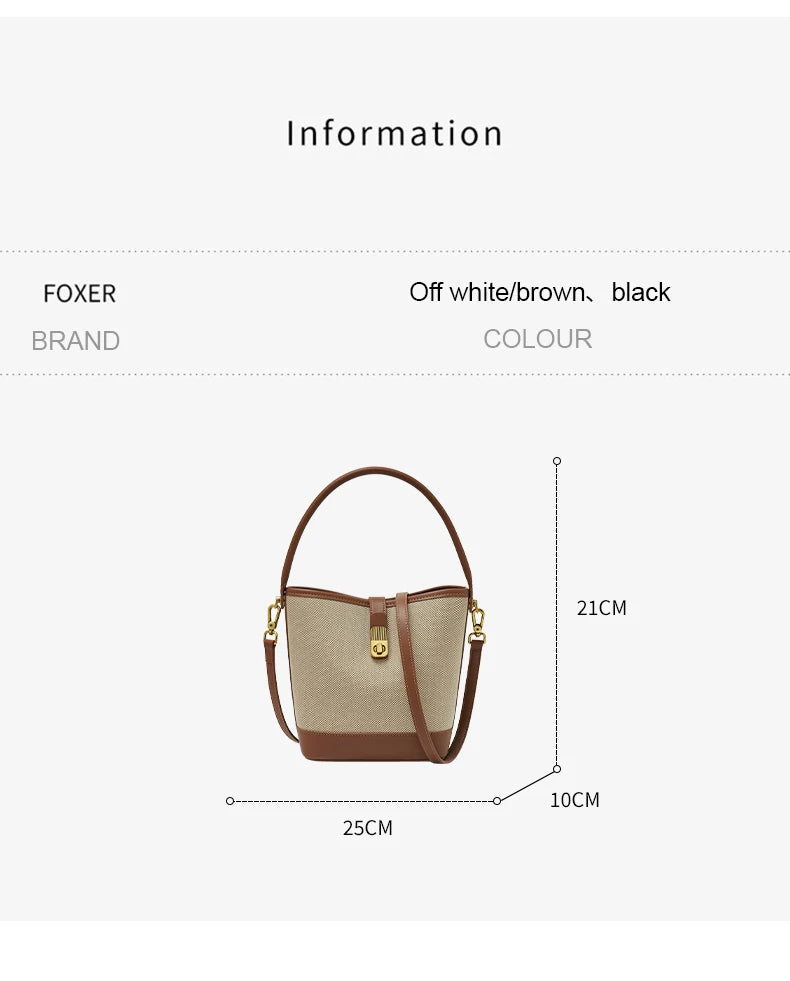 FOXER 2026 New Women's Handbag PVC Leather Lady Bucket Bag Fashion Shoulder Bag Light Luxury Best Gift for Wife,Lover