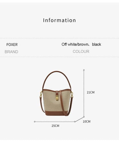 FOXER 2026 New Women's Handbag PVC Leather Lady Bucket Bag Fashion Shoulder Bag Light Luxury Best Gift for Wife,Lover
