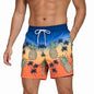 Multicolor men's polyester gym shorts with mesh liner, side pockets, quick-dry fabric, perfect for beach swimsuits and active wear.