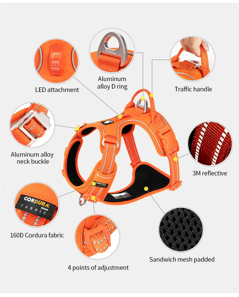 TRUE LOVE Pet Harness No Pull Nylon Reflective Dog Harness Adjustable Comfortable Control Step-in Brilliant Truelove TLH5654