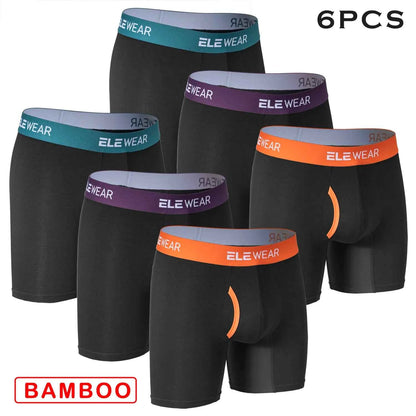 6 Pcs Bamboo Men's Underwear - Breathable Boxershorts with Opening, Plus Size Fashion Underwear
