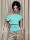 Kliou Casual Fashion Skew Collar T-Shirts