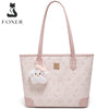 FOXER Summer New Women's Shoulder Bag PVC Leather Daily Tote Bag Female Commuting Purse Large Capacity Handbag for Everyday Use