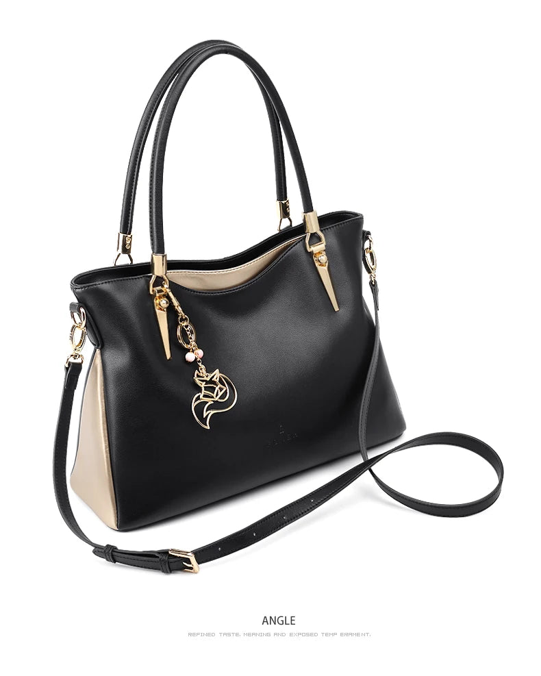 FOXER Leather Women's Shoulder Bag Cowhide Leather Crossbody Bag Luxury Female Handbag Tote Purse Festival Gift for Wife,Mom