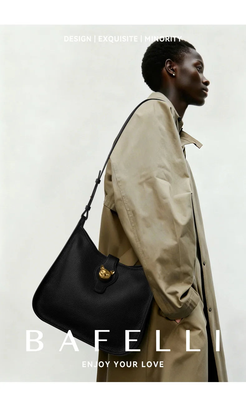 BAFELLI Natural Cattle Leather Bucket Bag
