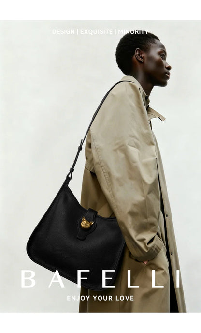 BAFELLI Natural Cattle Leather Bucket Bag