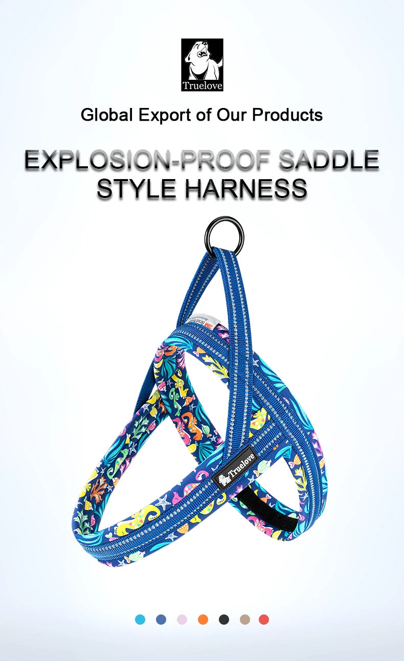 Truelove Floral Printing Mesh Padded Harness – Comfort and Style for Every Dog