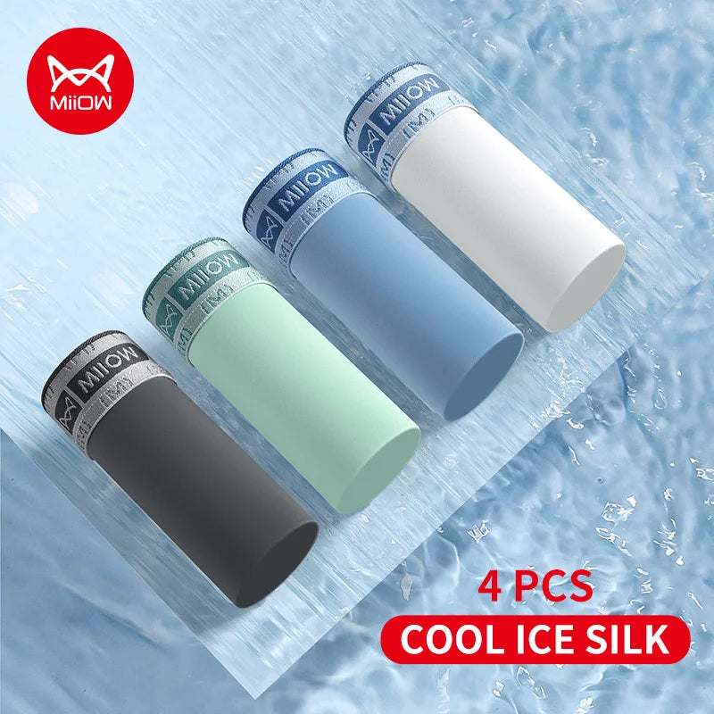 MiiOW Ice Silk Men's Underwear 4Pcs Boxer Trunks